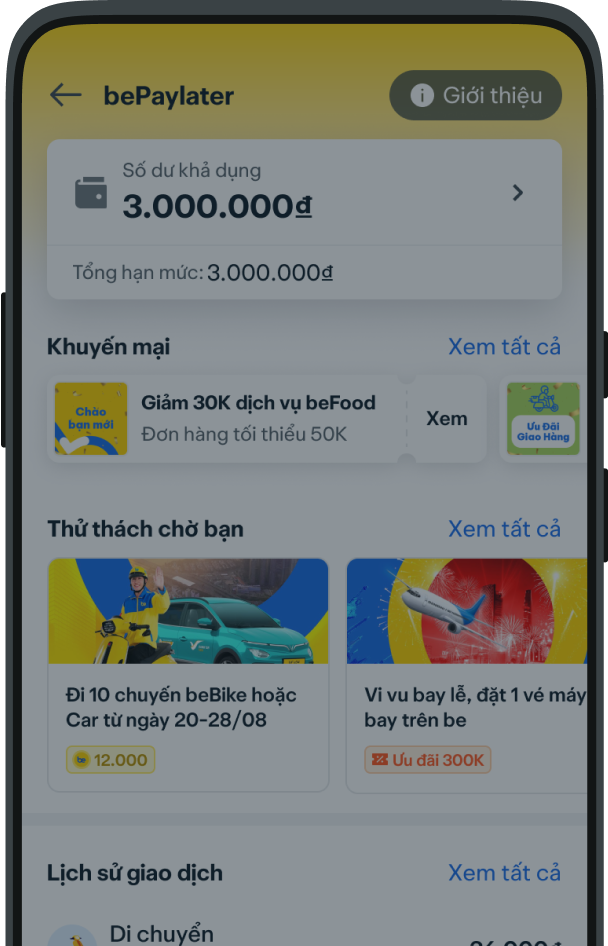 bePaylater mobile app interface showing payment features and user dashboard